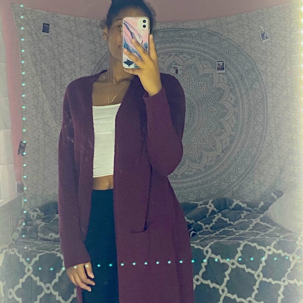 Maroon knit cardigan